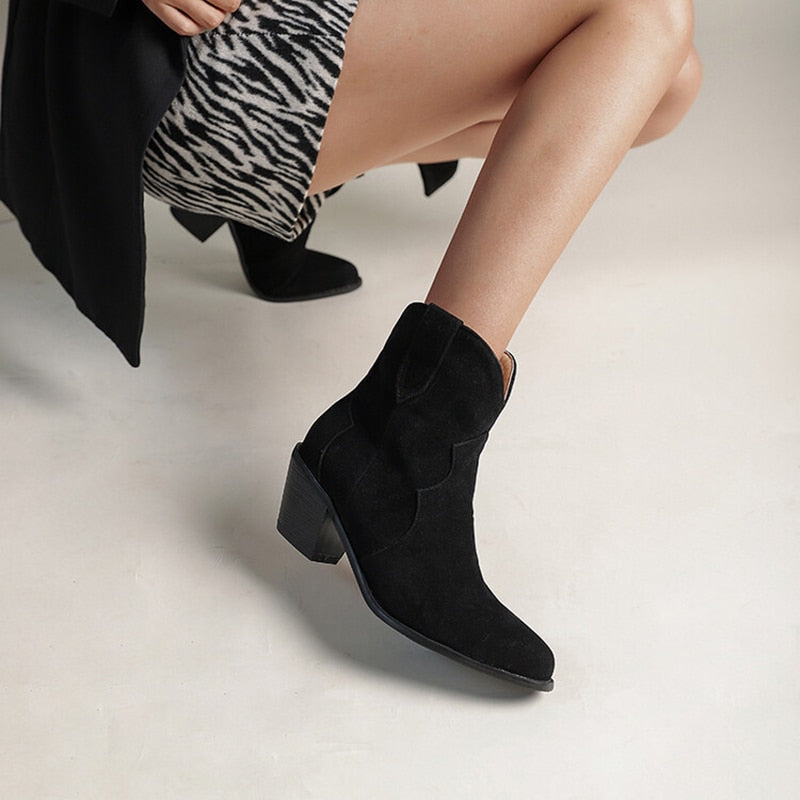 Boots Western Femme Daim