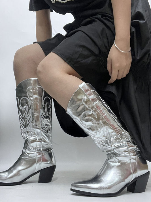 Bottes Cowboy Argent Femme