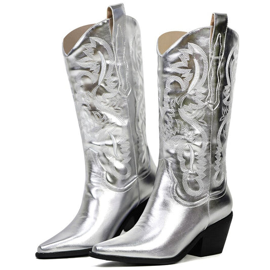 Bottes Cowboy Argent Femme