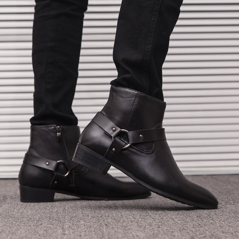 Bottines Noires Style Cowboy