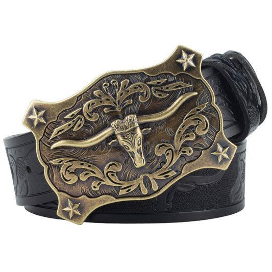 Ceinture Cowboy Cuir Taureau Étoilé