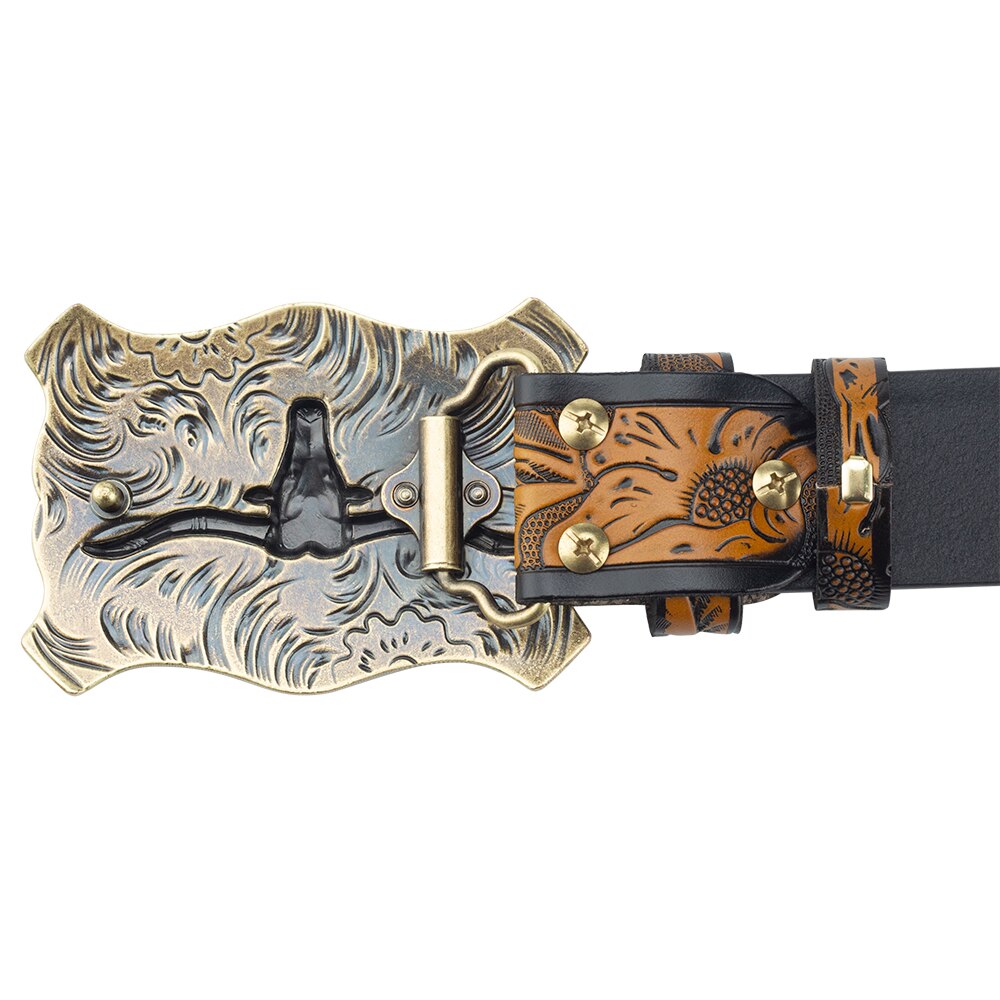 Ceinture Cowboy Cuir Taureau Étoilé