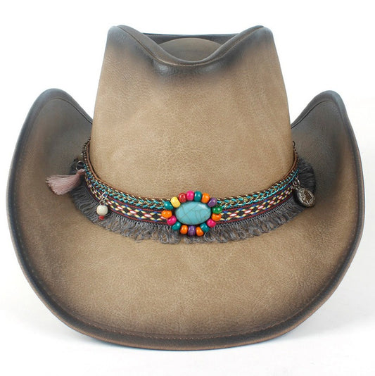 Chapeau De Cowboy En Cuir Femme