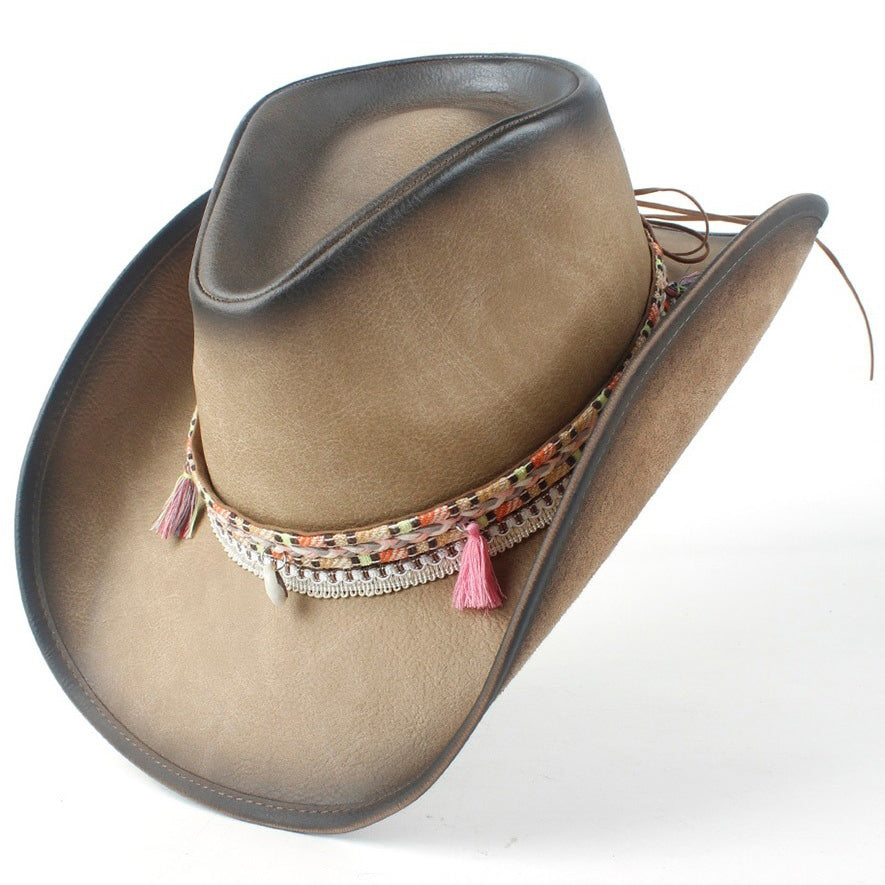 Chapeau De Cowboy En Cuir Marron Femme