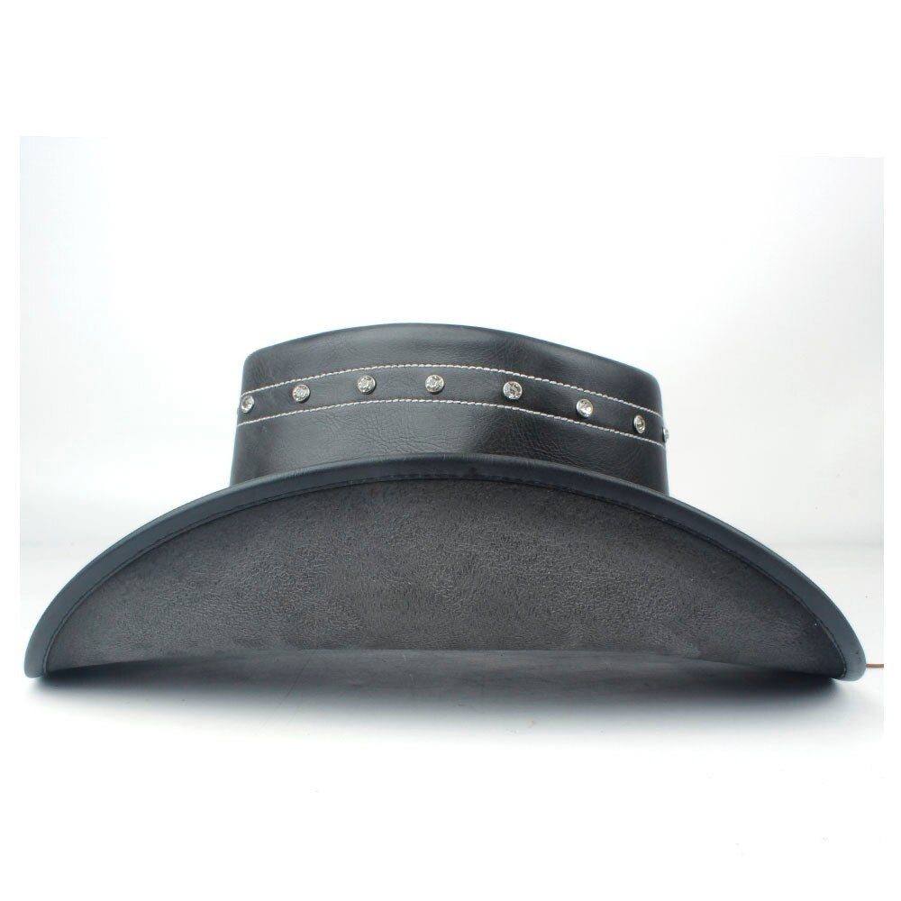 Chapeau De Cowboy En Cuir Noir Femme