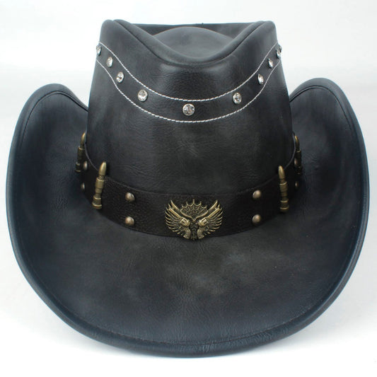 Chapeau De Cowboy En Cuir Noir Munitions