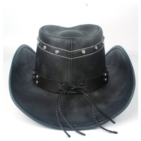 Chapeau De Cowboy En Cuir Noir Shérif