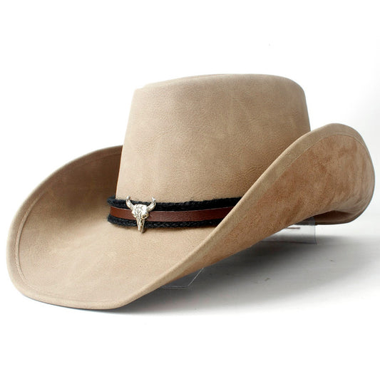 Chapeau De Cowboy En Cuir Petite Tête De Taureau