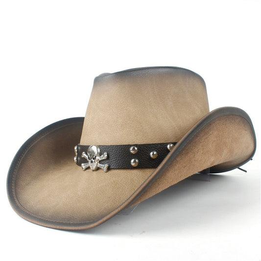 Chapeau De Cowboy En Cuir Tête De Mort
