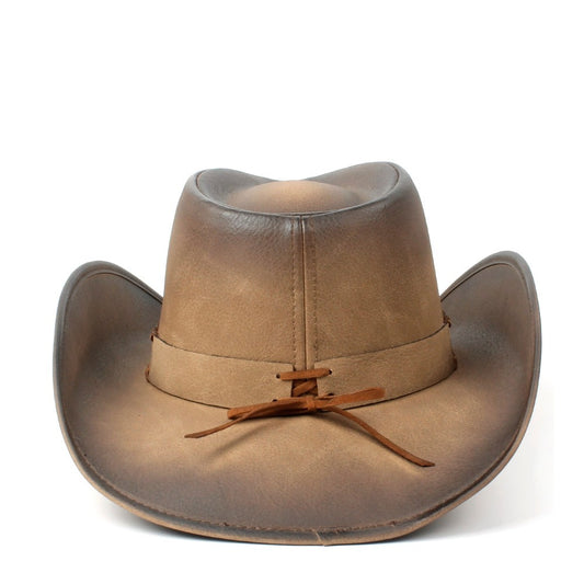 Chapeau De Cowboy En Cuir Tête De Taureau Doré