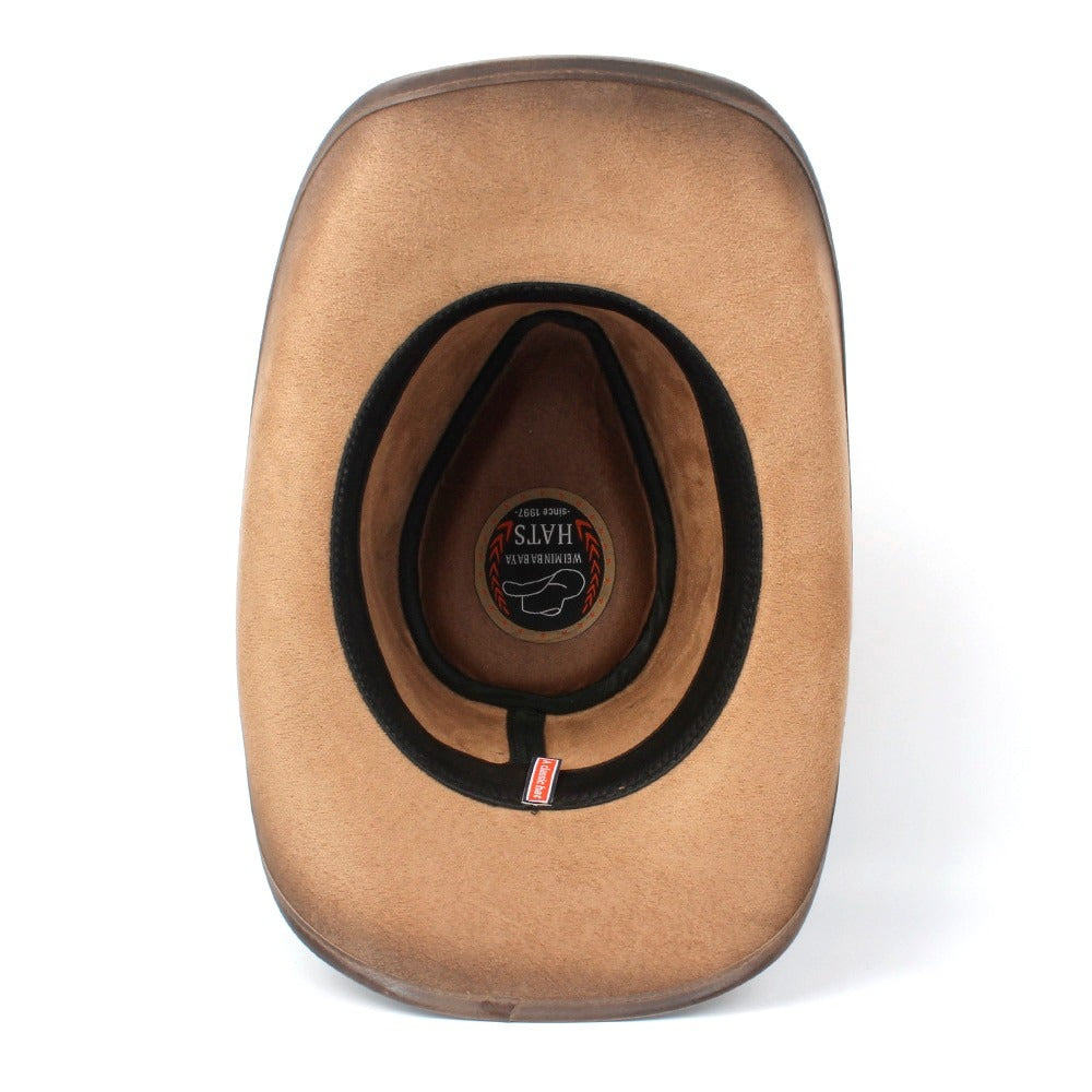 Chapeau De Cowboy En Cuir Tête De Taureau Doré