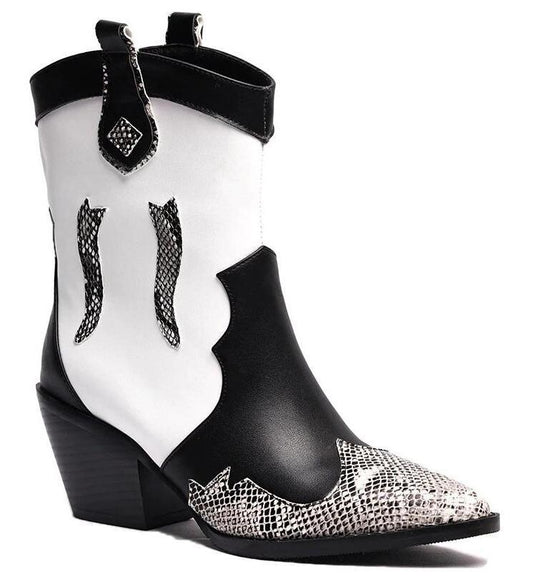 Bottines Western Blanches Et Noires