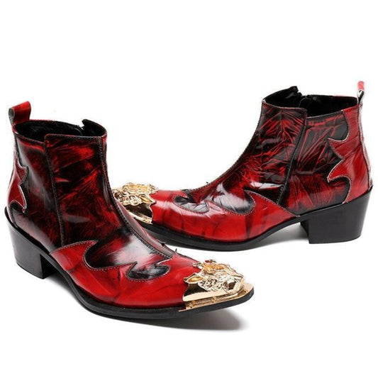 Bottines Western Rouge Homme