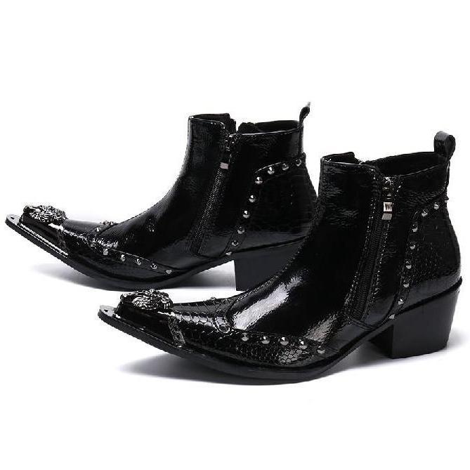 Bottes Western Cuir Noir Homme