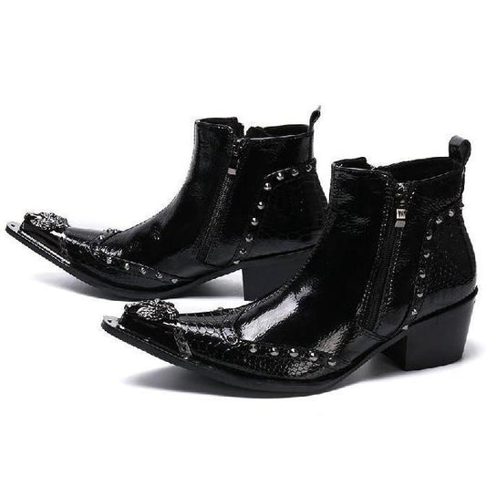 Bottes Western Cuir Noir Homme