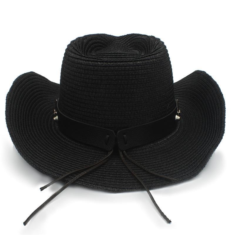 Chapeau Cowboy Femme Paille Noir