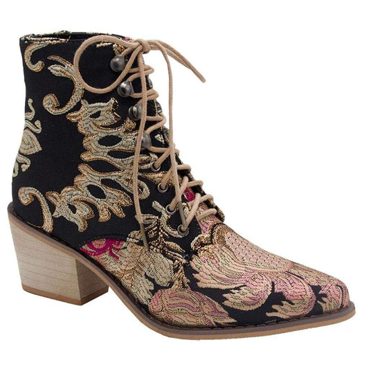 Bottes Noires Cowboy Brodées