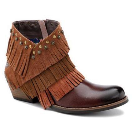Bottine Cuir Western Marron Femme