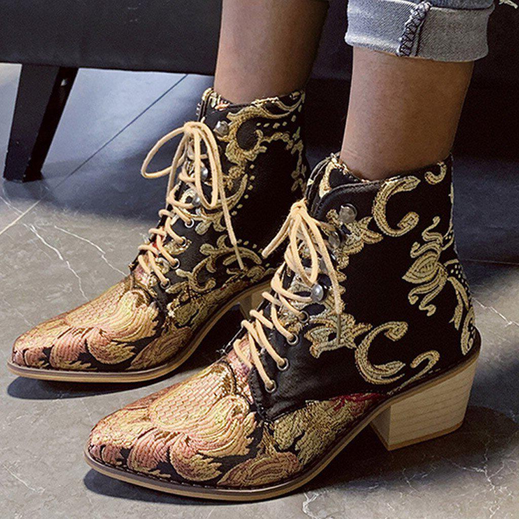 Bottes Noires Cowboy Brodées