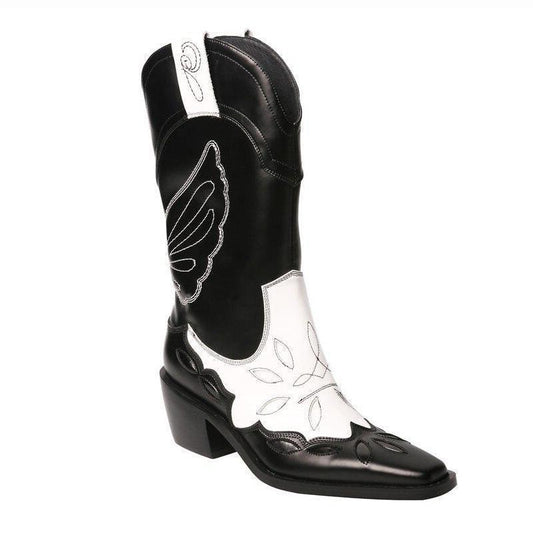 Bottes Western Blanche Et Noire