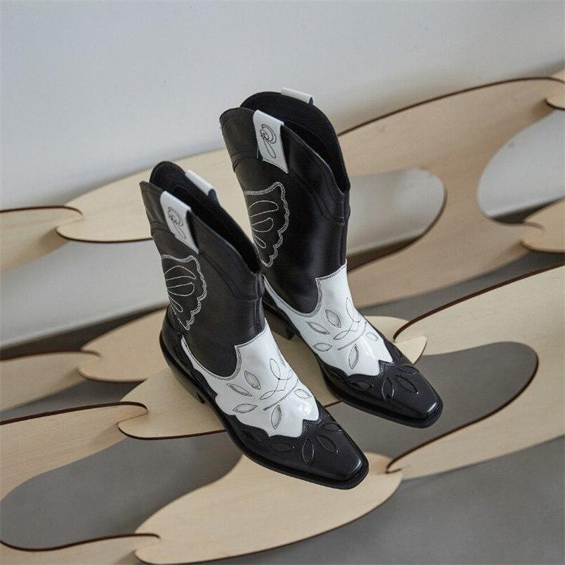 Bottes Western Blanche Et Noire