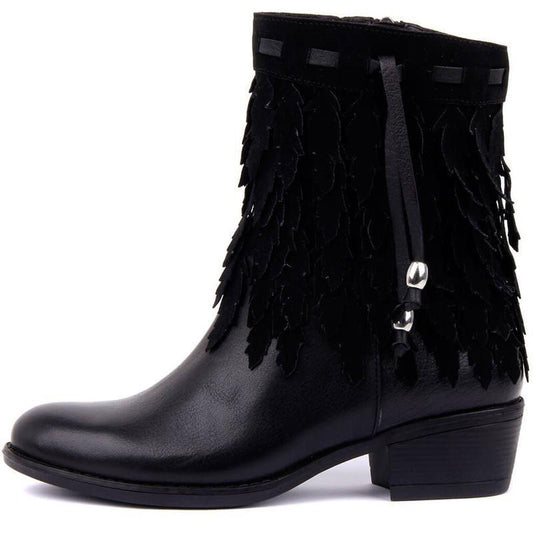 Bottine Western Cuir Noir Femme
