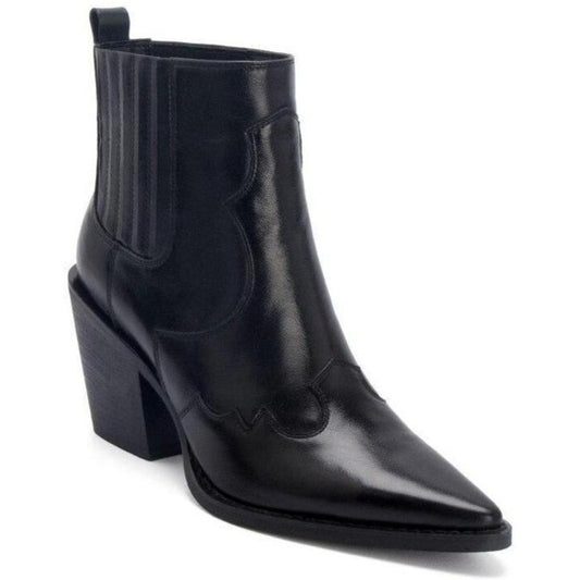 Bottines Style Western Noir Brillant