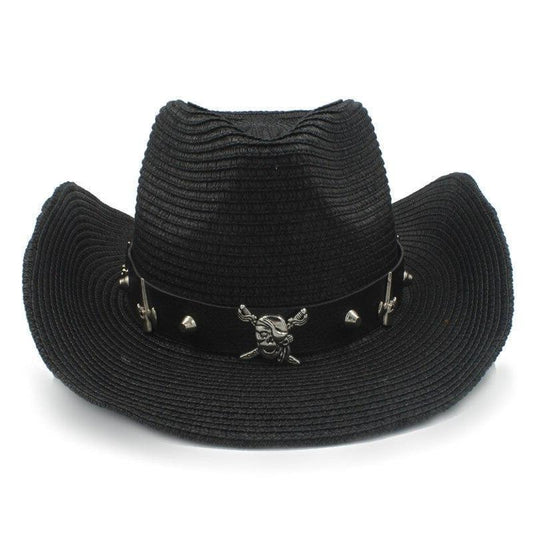 Chapeau Cowboy Femme Paille Noir