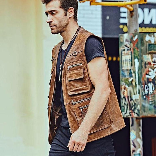 Gilet Cuir Homme Western