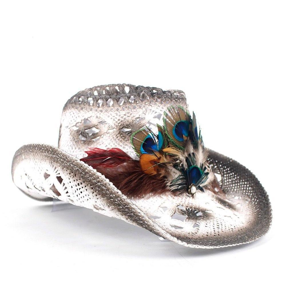 Chapeau Cowboy Blanc Plume