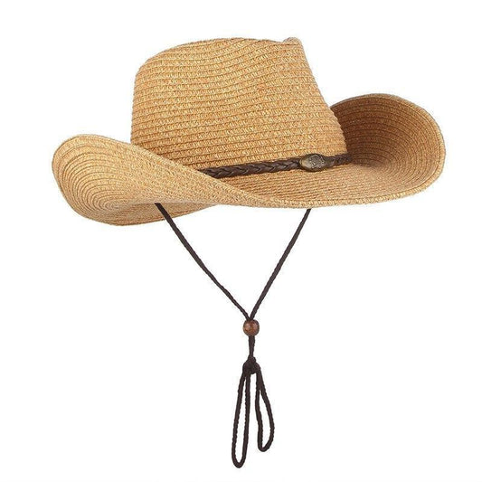 Chapeau Cowboy en Paille Avec Sangle