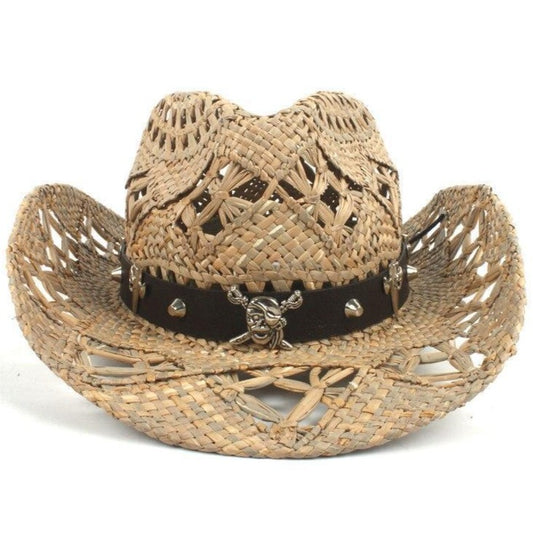 Chapeau Cowboy Paille Tête De Mort