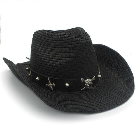 Chapeau Cowboy Femme Paille Noir