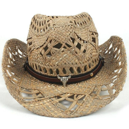 Chapeau Cowboy Paille Crâne Taureau