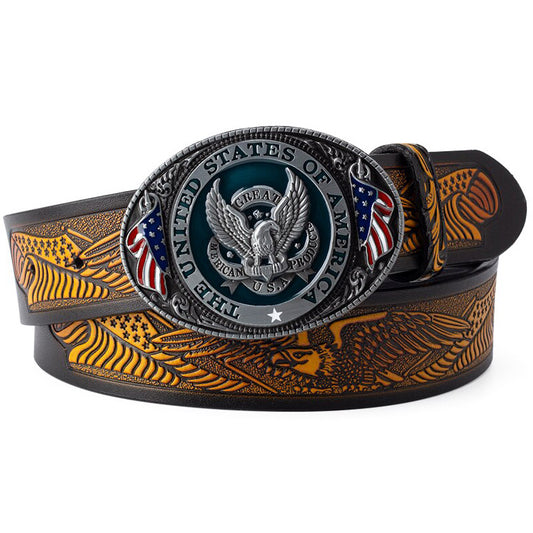 Ceinture Cowboy Cuir Drapeau Américain