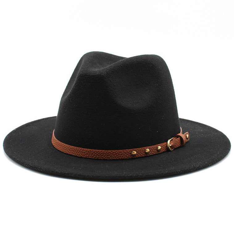 Chapeau Cowboy Classique En Feutre De Laine Noir - Bande Tressée, Bord 30,5 Cm, Couronne 12,7 Cm