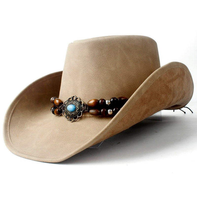 Chapeau De Cowboy En Cuir À Perles