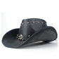 Chapeau De Cowboy En Cuir Noir Tête De Mort