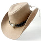 Chapeau De Cowboy En Cuir Tête De Taureau Argenté