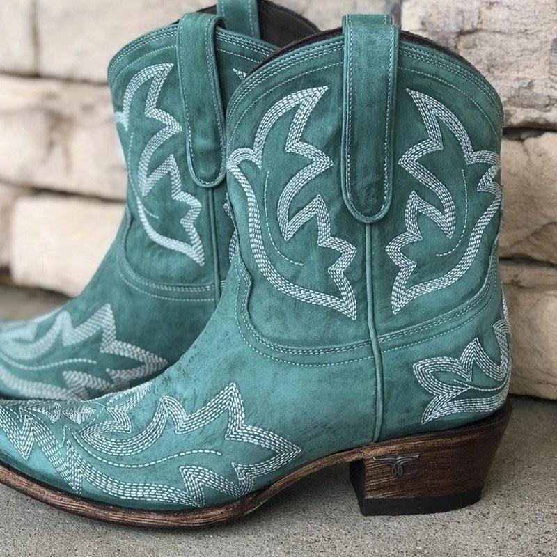 Bottes Cowboy Femme Turquoise