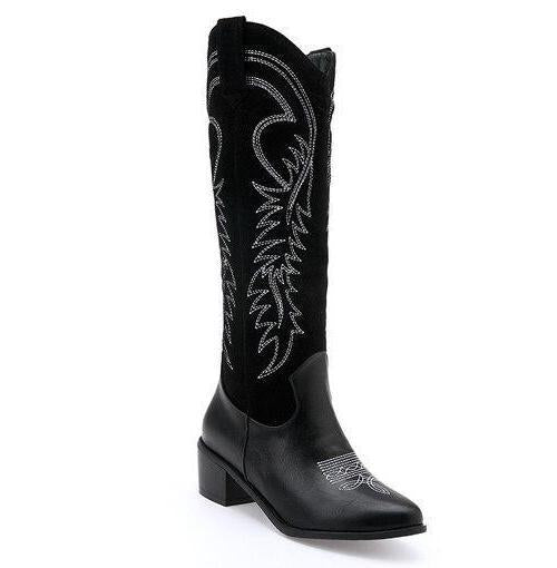 Bottes Cowgirl Pour Filles - Mi-Mollet Cuir Synthétique - Talon Bas - Faciles à Mettre - Dream Pairs