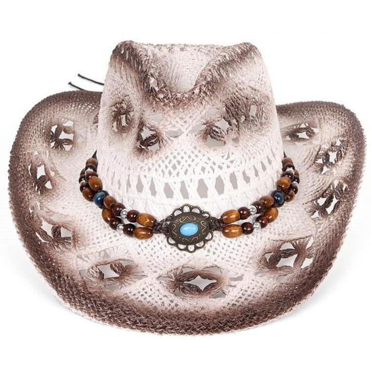 Chapeau Country en Paille Perles