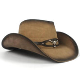 Chapeau Camionneur En Cuir Style Cowboy – Ajustable, Respirant, Unisexe Adulte