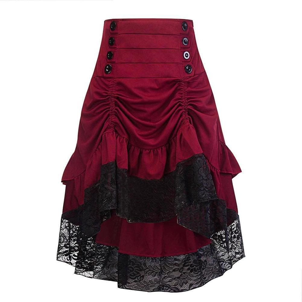 Jupe Country Casuals En Soie Noire à Pois - Taille 10 - Midi Ligne A