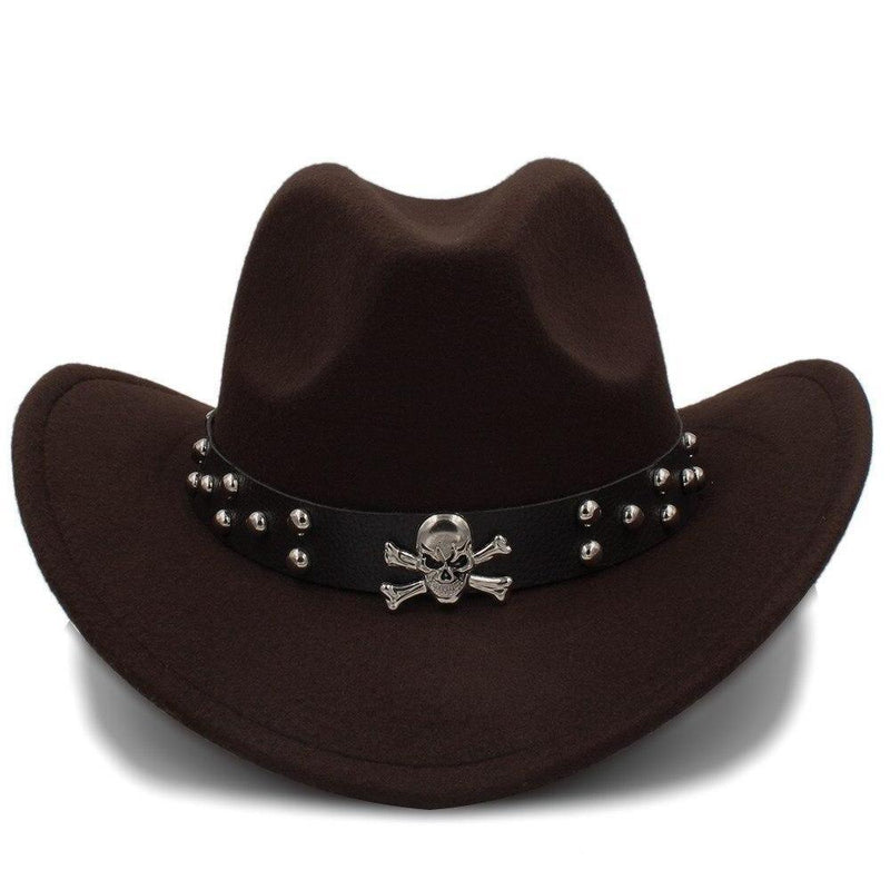 Chapeau Cowboy Noir Homme Tête de Mort